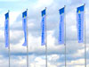 Флагштоки (флаги на мачтах) для оформления парковки гипермаркета Castorama в Электростали