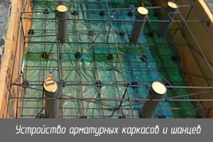 Устройство арматурных каркасов и шанцев под токарно-карусельный станок