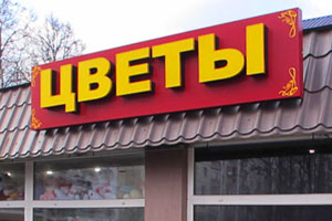 Наружная вывеска со световыми объемными буквами для магазина «Цветы» в г. Королеве